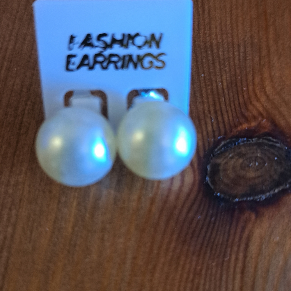 Classic Pearl Stud Earrings - White Faux Pearls